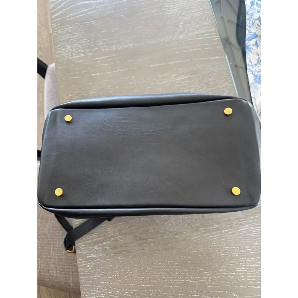 LIA NUMA Black Leather Tote Handbag Satchel Classic Shoulder Bag Made in Italy